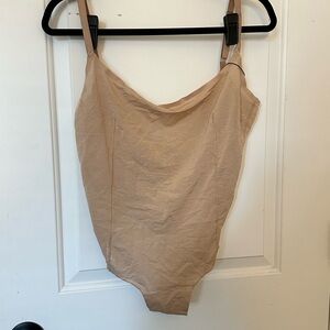 SKIMS Tan Thong Shapewear Bodysuit with Adjustable Straps